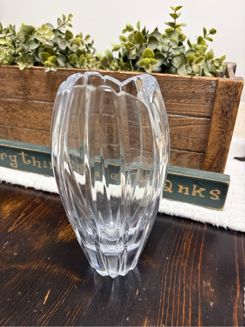 Mikasa Clear Glass Ribbed Vase